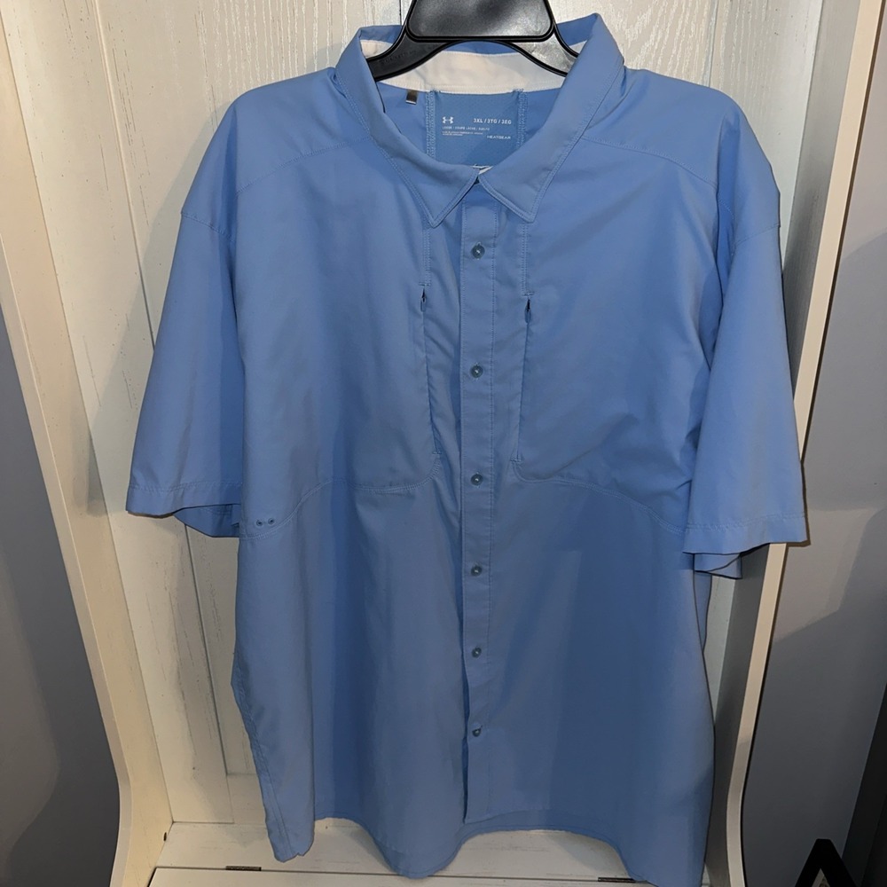 Under Armour Men's Tide Chaser 2.0 Fishing Button Down Shirt 3XL Loose Blue